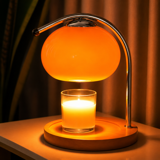 Amber Glass Candle Warmer Lamp — Dimmable & Flame-Free