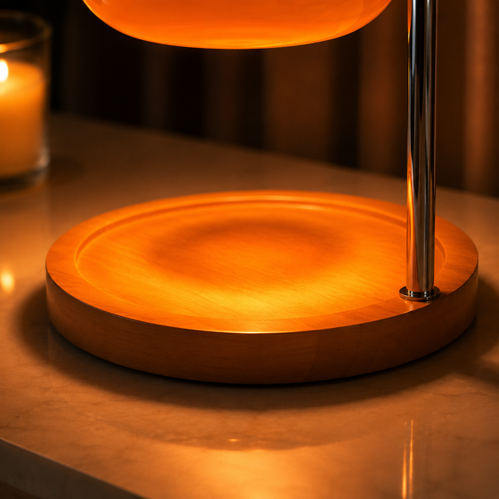 Amber Glass Candle Warmer Lamp — Dimmable & Flame-Free detail